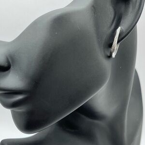 Natural Diamond Sterling Silver Hoop Earrings